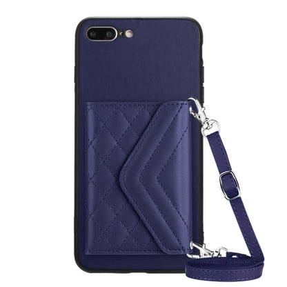 Rhombic Texture Card Bag RFID Phone Case with Long Lanyard, For iPhone XS / X, For iPhone XR, For iPhone XS Max, For iPhone 8 Plus / 7 Plus