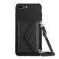 Rhombic Texture Card Bag RFID Phone Case with Long Lanyard, For iPhone XS / X, For iPhone XR, For iPhone XS Max, For iPhone 8 Plus / 7 Plus
