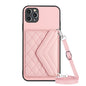 Rhombic Texture Card Bag RFID Phone Case with Long Lanyard, For iPhone 12 mini, For iPhone 11 Pro Max, For iPhone 11, For iPhone 11 Pro