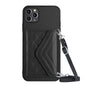 Rhombic Texture Card Bag RFID Phone Case with Long Lanyard, For iPhone 12 mini, For iPhone 11 Pro Max, For iPhone 11, For iPhone 11 Pro