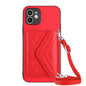 Rhombic Texture Card Bag RFID Phone Case with Long Lanyard, For iPhone 13 mini, For iPhone 12, For iPhone 12 Pro Max, For iPhone 12 Pro