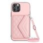 Rhombic Texture Card Bag RFID Phone Case with Long Lanyard, For iPhone 13 mini, For iPhone 12, For iPhone 12 Pro Max, For iPhone 12 Pro