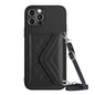 Rhombic Texture Card Bag RFID Phone Case with Long Lanyard, For iPhone 13 mini, For iPhone 12, For iPhone 12 Pro Max, For iPhone 12 Pro