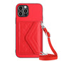 Rhombic Texture Card Bag RFID Phone Case with Long Lanyard, For iPhone 13 mini, For iPhone 12, For iPhone 12 Pro Max, For iPhone 12 Pro
