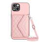 Rhombic Texture Card Bag RFID Phone Case with Long Lanyard, For iPhone 13 mini, For iPhone 12, For iPhone 12 Pro Max, For iPhone 12 Pro