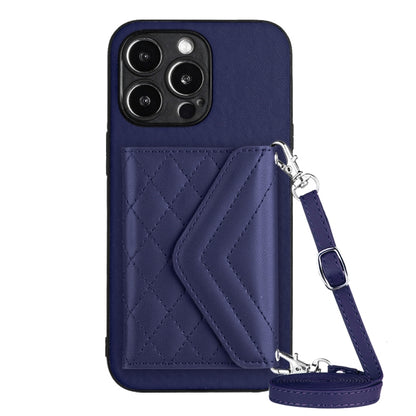 Rhombic Texture Card Bag RFID Phone Case with Long Lanyard, For iPhone SE 2022 / SE 2020, For iPhone 13 Pro Max, For iPhone 13 Pro, For iPhone 13