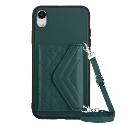 Rhombic Texture Card Bag RFID Phone Case with Long Lanyard, For iPhone XS / X, For iPhone XR, For iPhone XS Max, For iPhone 8 Plus / 7 Plus