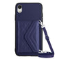 Rhombic Texture Card Bag RFID Phone Case with Long Lanyard, For iPhone XS / X, For iPhone XR, For iPhone XS Max, For iPhone 8 Plus / 7 Plus