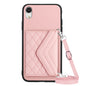 Rhombic Texture Card Bag RFID Phone Case with Long Lanyard, For iPhone XS / X, For iPhone XR, For iPhone XS Max, For iPhone 8 Plus / 7 Plus