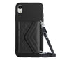 Rhombic Texture Card Bag RFID Phone Case with Long Lanyard, For iPhone XS / X, For iPhone XR, For iPhone XS Max, For iPhone 8 Plus / 7 Plus