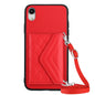 Rhombic Texture Card Bag RFID Phone Case with Long Lanyard, For iPhone XS / X, For iPhone XR, For iPhone XS Max, For iPhone 8 Plus / 7 Plus