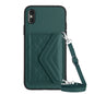 Rhombic Texture Card Bag RFID Phone Case with Long Lanyard, For iPhone XS / X, For iPhone XR, For iPhone XS Max, For iPhone 8 Plus / 7 Plus
