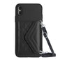 Rhombic Texture Card Bag RFID Phone Case with Long Lanyard, For iPhone XS / X, For iPhone XR, For iPhone XS Max, For iPhone 8 Plus / 7 Plus