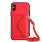 Rhombic Texture Card Bag RFID Phone Case with Long Lanyard, For iPhone XS / X, For iPhone XR, For iPhone XS Max, For iPhone 8 Plus / 7 Plus