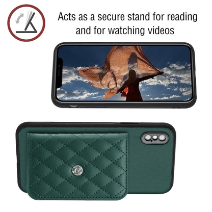 Rhombic Texture Card Bag RFID Phone Case with Long Lanyard, For iPhone XS / X, For iPhone XR, For iPhone XS Max, For iPhone 8 Plus / 7 Plus