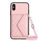 Rhombic Texture Card Bag RFID Phone Case with Long Lanyard, For iPhone XS / X, For iPhone XR, For iPhone XS Max, For iPhone 8 Plus / 7 Plus