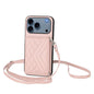 Rhombic Texture Card Bag RFID Phone Case with Long Lanyard, For iPhone 18 Pro / 17 Pro, For iPhone 18 Pro Max / 17 Pro Max, For iPhone 17, For iPhone Air