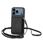 Rhombic Texture Card Bag RFID Phone Case with Long Lanyard, For iPhone 18 Pro / 17 Pro, For iPhone 18 Pro Max / 17 Pro Max, For iPhone 17, For iPhone Air