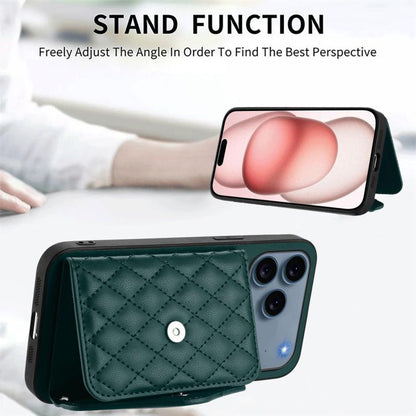 Rhombic Texture Card Bag RFID Phone Case with Long Lanyard, For iPhone 18 Pro / 17 Pro, For iPhone 18 Pro Max / 17 Pro Max, For iPhone 17, For iPhone Air