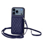 Rhombic Texture Card Bag RFID Phone Case with Long Lanyard, For iPhone 18 Pro / 17 Pro, For iPhone 18 Pro Max / 17 Pro Max, For iPhone 17, For iPhone Air