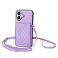 Rhombic Texture Card Bag RFID Phone Case with Long Lanyard, For iPhone 18 Pro / 17 Pro, For iPhone 18 Pro Max / 17 Pro Max, For iPhone 17, For iPhone Air