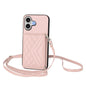Rhombic Texture Card Bag RFID Phone Case with Long Lanyard, For iPhone 18 Pro / 17 Pro, For iPhone 18 Pro Max / 17 Pro Max, For iPhone 17, For iPhone Air
