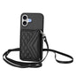 Rhombic Texture Card Bag RFID Phone Case with Long Lanyard, For iPhone 18 Pro / 17 Pro, For iPhone 18 Pro Max / 17 Pro Max, For iPhone 17, For iPhone Air