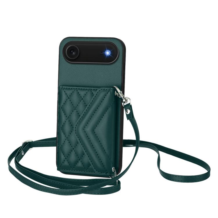 Rhombic Texture Card Bag RFID Phone Case with Long Lanyard, For iPhone 18 Pro / 17 Pro, For iPhone 18 Pro Max / 17 Pro Max, For iPhone 17, For iPhone Air