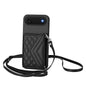 Rhombic Texture Card Bag RFID Phone Case with Long Lanyard, For iPhone 17 Pro Max, For iPhone 17 Pro, For iPhone 17, For iPhone Air
