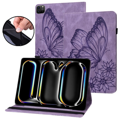 Big Butterfly Embossed Leather Tablet Case, For iPad Pro 13 2025 / 2024, For iPad Pro 11 2025 / 2024, For iPad Pro 12.9 2022 / Air 13 2024 / 2025
