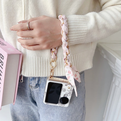 Pearlescent Paint Painted PC Phone Case with DIY Scarf Bracelet