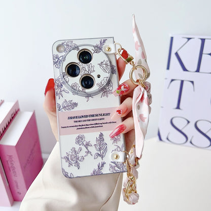 Pearlescent Paint Painted PC Phone Case with DIY Scarf Bracelet, For OPPO Find N3, For OPPO Find N3 Flip, For OPPO Find N2 Flip