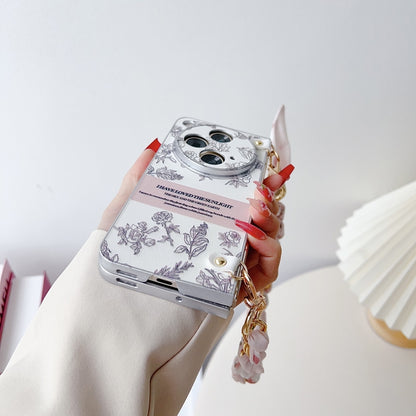 Pearlescent Paint Painted PC Phone Case with DIY Scarf Bracelet, For OPPO Find N3, For OPPO Find N3 Flip, For OPPO Find N2 Flip