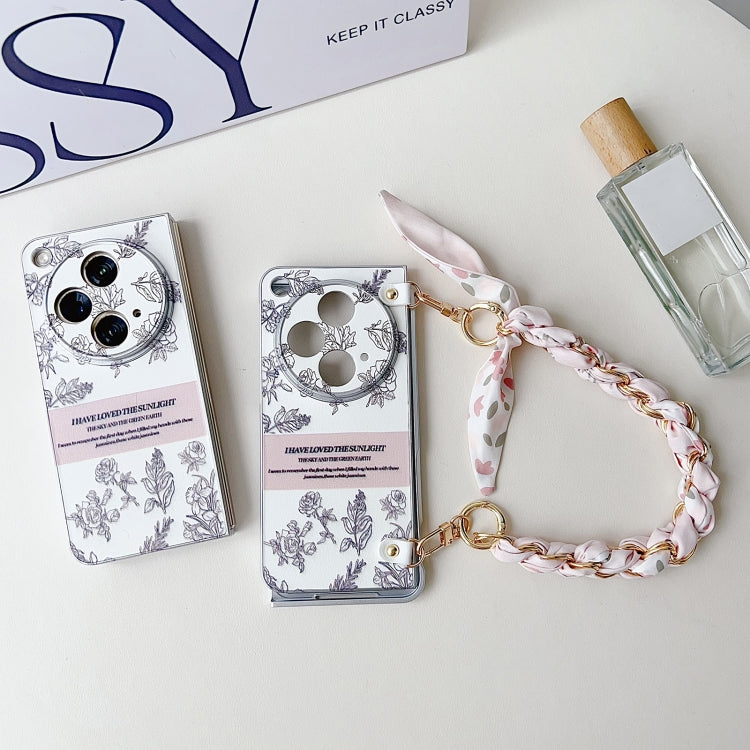 Pearlescent Paint Painted PC Phone Case with DIY Scarf Bracelet, For OPPO Find N3, For OPPO Find N3 Flip, For OPPO Find N2 Flip