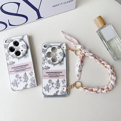 Pearlescent Paint Painted PC Phone Case with DIY Scarf Bracelet, For OPPO Find N3, For OPPO Find N3 Flip, For OPPO Find N2 Flip