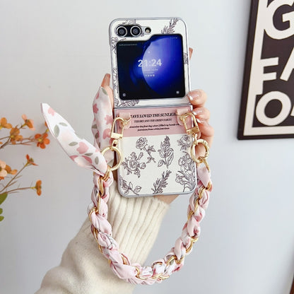 Pearlescent Paint Painted PC Phone Case with DIY Scarf Bracelet, For Samsung Galaxy Z Flip6 / Flip7 FE, For Samsung Galaxy Z Fold6, For Samsung Galaxy Z Fold5 5G, For Samsung Galaxy Z Flip5 5G, For Samsung Galaxy Z Fold4 5G, For Samsung Galaxy Z Flip4 ...