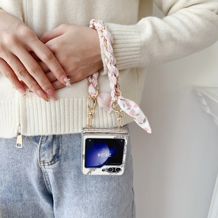 Pearlescent Paint Painted PC Phone Case with DIY Scarf Bracelet, For Samsung Galaxy Z Flip6 / Flip7 FE, For Samsung Galaxy Z Fold6, For Samsung Galaxy Z Fold5 5G, For Samsung Galaxy Z Flip5 5G, For Samsung Galaxy Z Fold4 5G, For Samsung Galaxy Z Flip4 ...