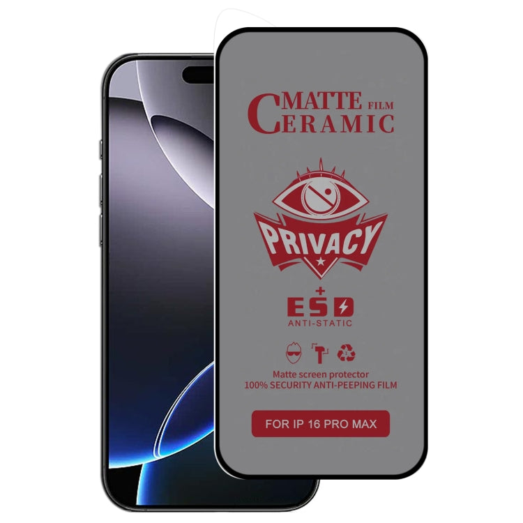 Full Coverage Frosted Privacy Ceramic Film, For iPhone 17e / 16e / 14 / 13 Pro / 13, For iPhone 17 Pro Max, For iPhone 17 Pro, For iPhone 17, For iPhone Air, For iPhone 16 Pro Max, For iPhone 16 Pro, For iPhone 16 Plus, For iPhone 16                   ...