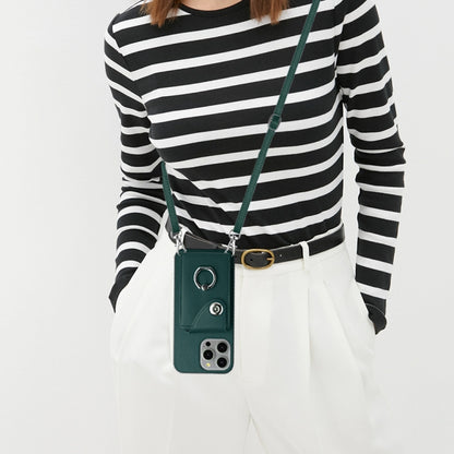 Organ Card Bag Ring Holder Phone Case with Long Lanyard, For iPhone 12 Pro, For iPhone 12 mini, For iPhone 11 Pro Max, For iPhone 11