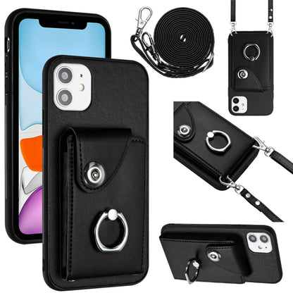 Organ Card Bag Ring Holder Phone Case with Long Lanyard, For iPhone 12 Pro, For iPhone 12 mini, For iPhone 11 Pro Max, For iPhone 11