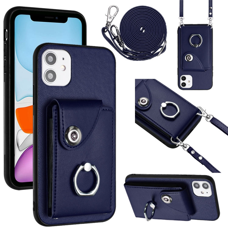 Organ Card Bag Ring Holder Phone Case with Long Lanyard, For iPhone 12 Pro, For iPhone 12 mini, For iPhone 11 Pro Max, For iPhone 11