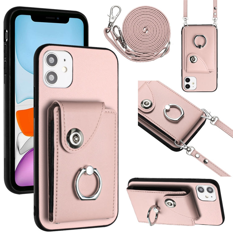 Organ Card Bag Ring Holder Phone Case with Long Lanyard, For iPhone 12 Pro, For iPhone 12 mini, For iPhone 11 Pro Max, For iPhone 11