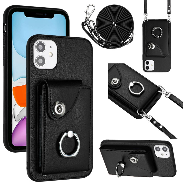 Organ Card Bag Ring Holder Phone Case with Long Lanyard, For iPhone 12 Pro, For iPhone 12 mini, For iPhone 11 Pro Max, For iPhone 11