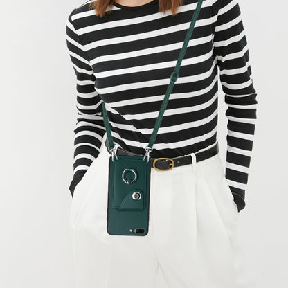 Organ Card Bag Ring Holder Phone Case with Long Lanyard, For iPhone 8 Plus / 7 Plus