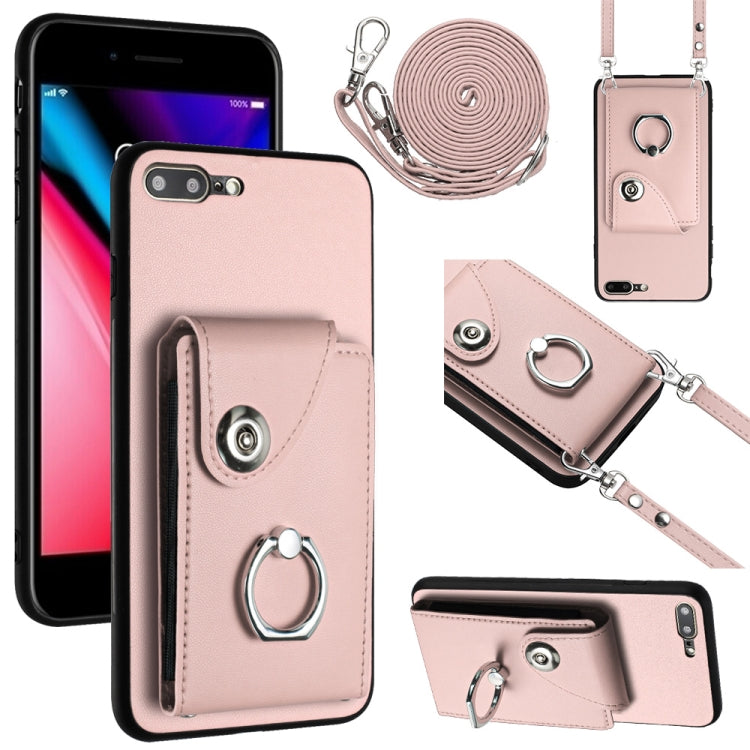 Organ Card Bag Ring Holder Phone Case with Long Lanyard, For iPhone 8 Plus / 7 Plus