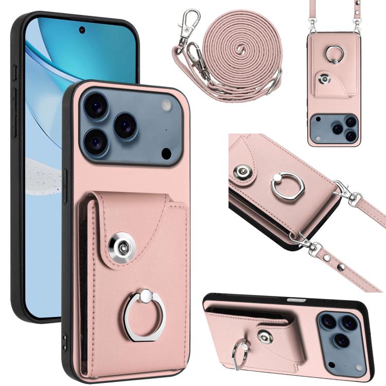 Organ Card Bag Ring Holder Phone Case with Long Lanyard, For iPhone 17e / 16e, For iPhone 17 Pro Max, For iPhone 17 Pro, For iPhone 17