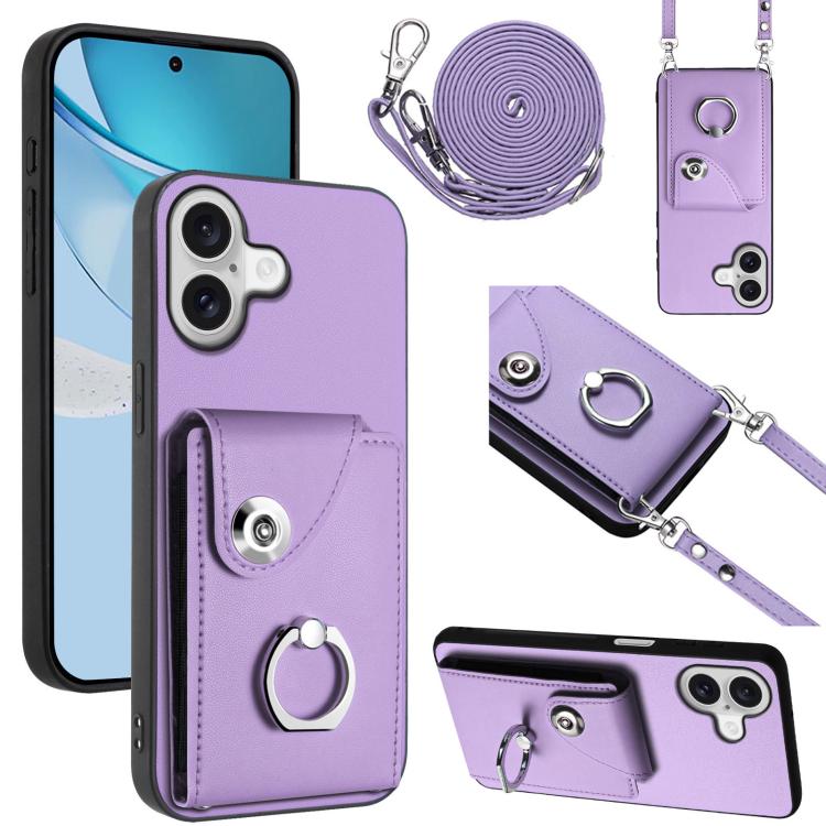 Organ Card Bag Ring Holder Phone Case with Long Lanyard, For iPhone 17e / 16e, For iPhone 17 Pro Max, For iPhone 17 Pro, For iPhone 17