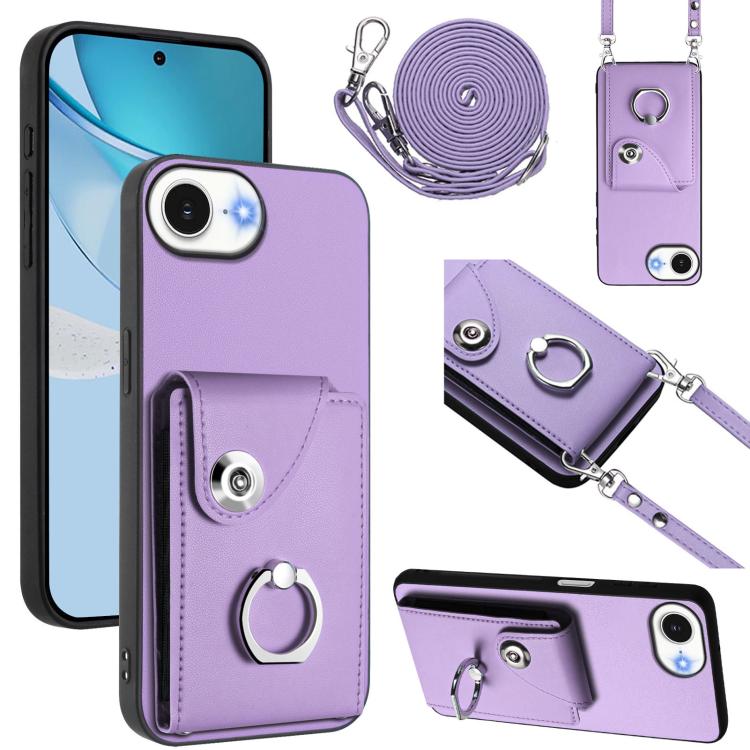 Organ Card Bag Ring Holder Phone Case with Long Lanyard, For iPhone 17e / 16e, For iPhone 17 Pro Max, For iPhone 17 Pro, For iPhone 17