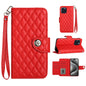 Rhombic Texture Flip Leather Phone Case with Lanyard, For iPhone 16, For iPhone 15 Pro Max, For iPhone 15 Pro, For iPhone 15 Plus