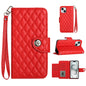 Rhombic Texture Flip Leather Phone Case with Lanyard, For iPhone 16, For iPhone 15 Pro Max, For iPhone 15 Pro, For iPhone 15 Plus